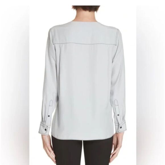 RAG & BONE Debbie Silk Wrap Top in Grey Blue - Picture 3 of 14